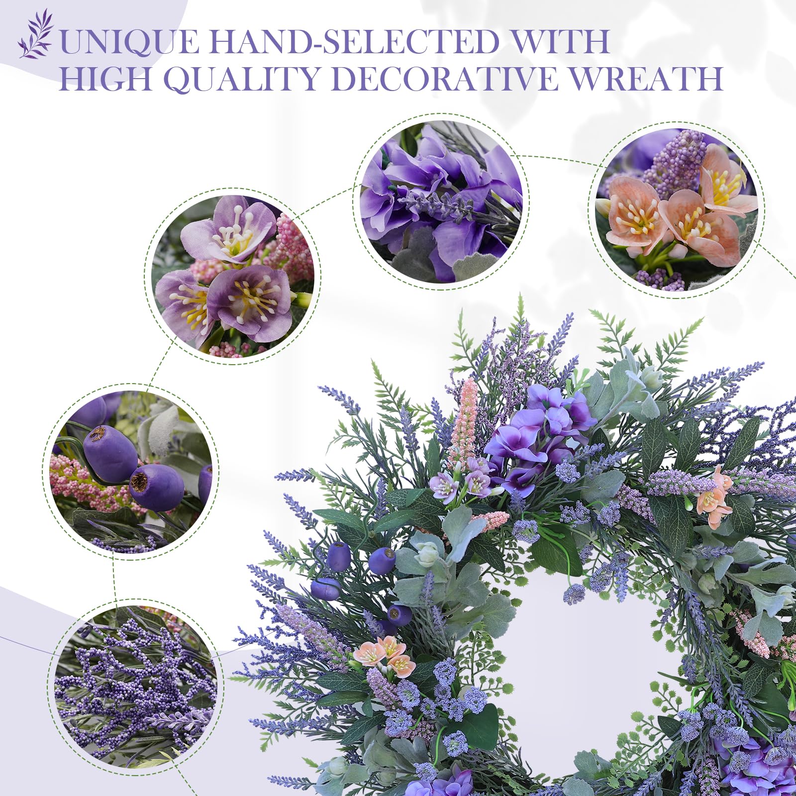 Amazon.co.jp: 24インチ 人工パープルリース フロントドア用 ユーカリ